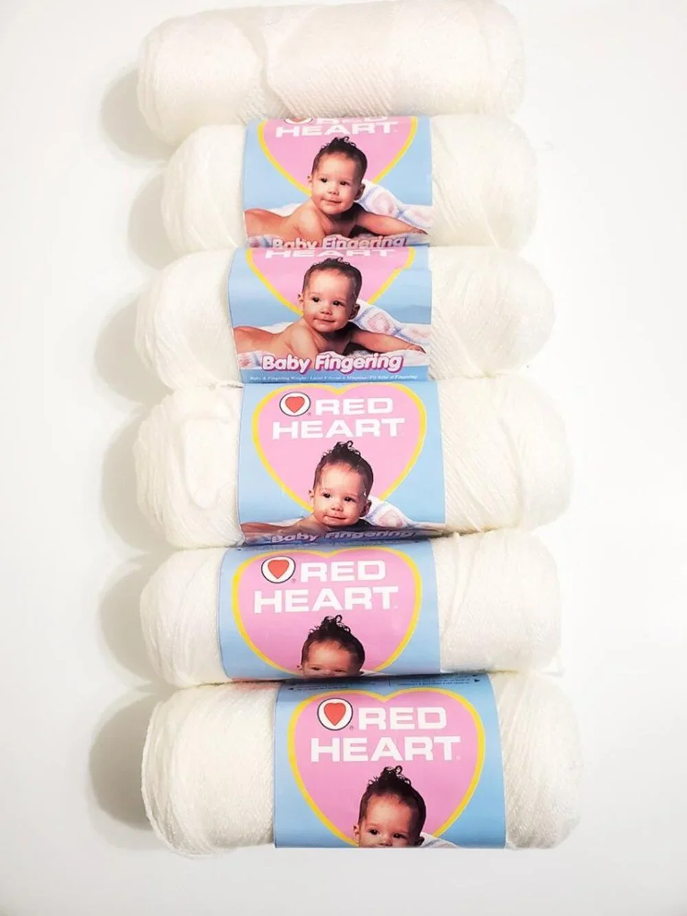 Red Heart Baby Fingering Yarn Lot Of 6 Skeins White 001 Acrylic 50g 1 3/4oz